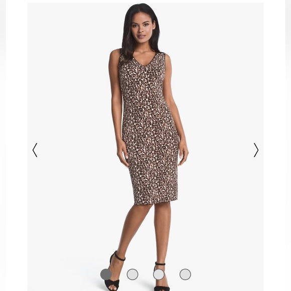 White House Black Market Dresses & Skirts - 🩷 NWT White House Black Market reversible sheath dress leopard/solid size XXS